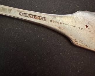 Hopper Set of 6 Pre-Civil War 9" Monogrammed Sterling Silver Serving Spoons. Photo 2 of 3.