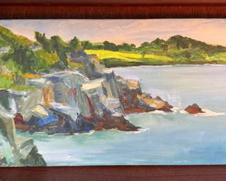 Leith Adams, "Rhode Island Landscape," Acrylic on Board. Measures 16" x 12". 