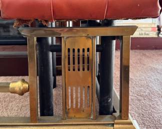 Polished English Brass Fireplace Fender with Tufted Leather Upholstered Seats. Photo 2 of 3.  
