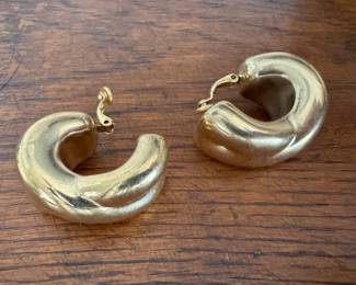 Givenchy Clip on Gold Hoop Earrings.