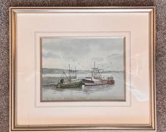 Personalized Shrimp Boat Watercolor Signed By Artist. Measures 18" W x 15" H Overall. 