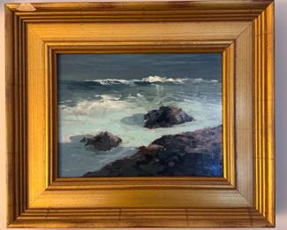 Jeremy Miranda, "Surf Study, North Shore, MA," Acrylic on Board. Measures 12" x 10" Overall. Photo 1 of 2.