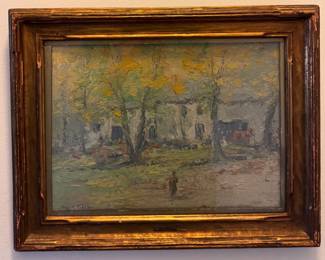 George A. Traver, "Rural Landscape," Oil on Canvas. Measures 9" x 14"; 17" x 13" Overall. Photo 1 of 2. 