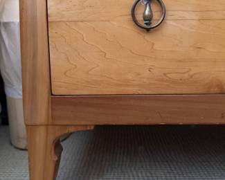 W. & J. Sloane Neoclassical Maple & Walnut Three-Drawer Chest of Drawers.  Measures 44" x 20" x 33" H. Photo 5 of 6.