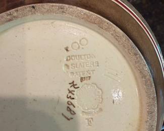 Hallmark on bottom of Doulton Lambeth Slaters "Floral Lace" jardiniere.