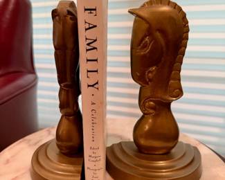 Pair of brass horse head bookends.