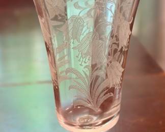 Tiffin Franciscan etched iced tea tumblers. Three available.