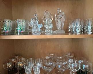 Assorted Vintage Glassware and Christmas Decorations