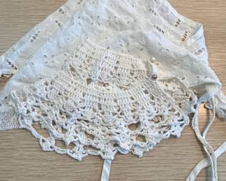 Vintage Embroidered and Crocheted Baby Bonnet