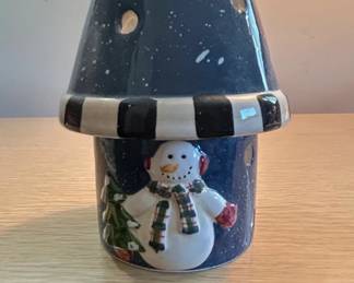 Snowman Ceramic Candle Holder