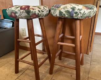Vintage Fruit Pattern Upholstered Bar Stools Set of   Peach Pie Pattern