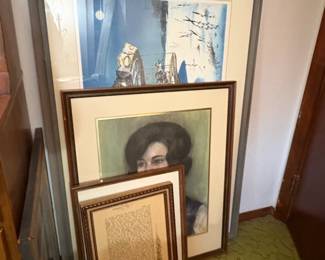 Framed Print of a Womans Portrait and a Landscape Scene