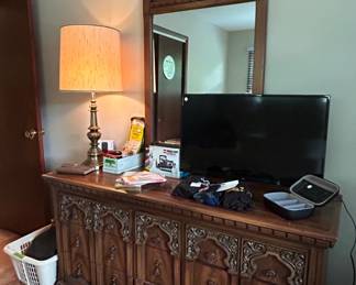 Vintage Thomasville Carved Wood Dresser with Mirror