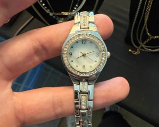 Womens Rhinestone Accent Watch