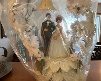 Vintage Wedding Cake Topper with Bride, Groom, and Bell  ss Style