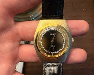 Seiko Electra Womens GoldTone Octagonal Watch with Crystal Accents