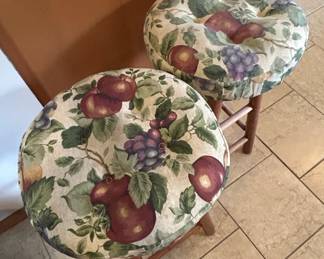 Vintage Fruit Pattern Upholstered Bar Stools Set of   Peach Pie Pattern second image