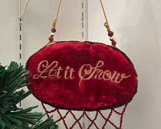 Embroidered Let it Snow Christmas Ornament with Bells