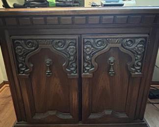 Vintage Carved Oak Side Table second image
