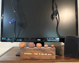 Wooden Block with Carved Quote and Decorative Nuts