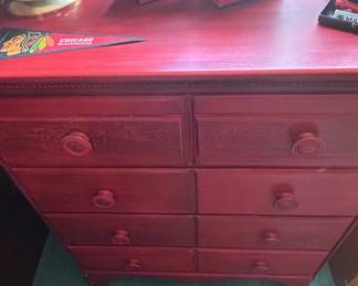Vintage Red Painted Chest of Drawers second image