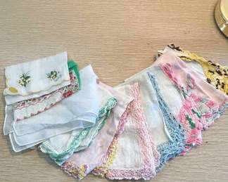 Collection of Vintage Embroidered and Crocheted Handkerchiefs