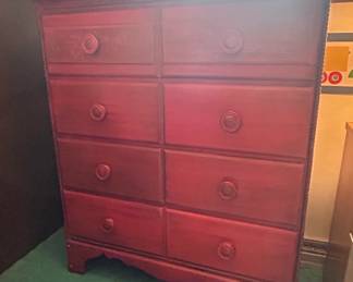 Vintage Red Painted Chest of Drawers