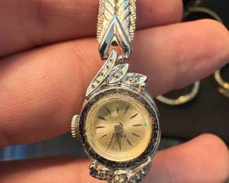 Vintage  White Gold Diamond Art Deco Wristwatch