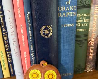 Collection of Vintage Books and Decorative Owl Figurine