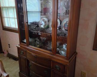 Antique Mahogany Bow Front China Cabinet by Drexel