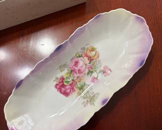 Antique R.S. Prussia Floral Rose Celery Dish