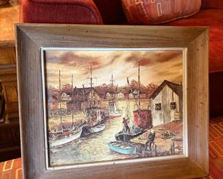 Framed Robert Lebron Fishing Village Print