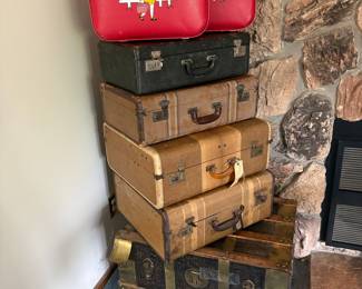 Vintage Luggage Set with Children's Suitcases