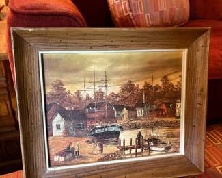 Robert Lebron Fishing Village Painting