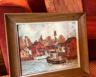 Robert Lebron Coastal Village Painting