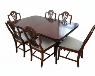 Duncan Phyfe Style Mahogany Dining Table and Six Chairs