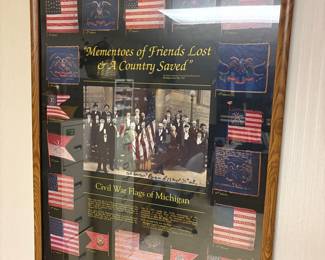 Civil War Flags of Michigan Framed Display