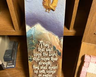 Inspirational Wall Plaque with Eagle and Bible Verse