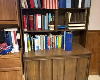 Mid-Century Modern Wood Bookcase with Cabinet