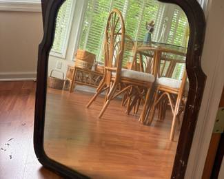 Ornate Dark Wood Scalloped Wall Mirror