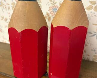 Oversized Wooden Pencil Bookends (Set of 2)