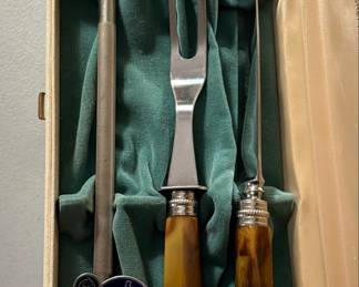 Sheffield Stainless Steel Carving Set with Faux Tortoiseshell Handles