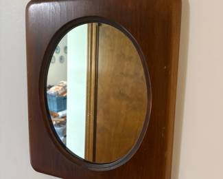 Mid-Century Modern Walnut Mirror with Organic Frame