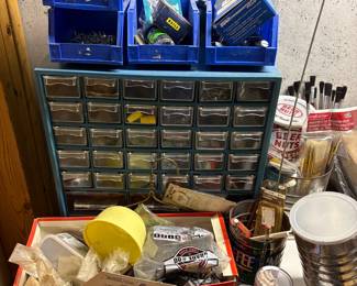 Assorted Hardware and Craft Supplies Organizer with Contents