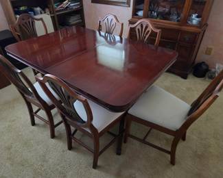 Duncan Phyfe Style Mahogany Dining Table and Six Chairs