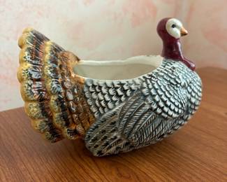 Ceramic Turkey Planter / Decorative Figurine