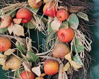 wreath and seasonal decor