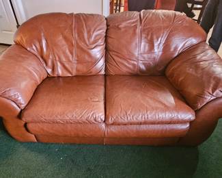 super comfy leather loveseat