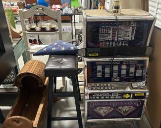 Slot machine, bench, cradle