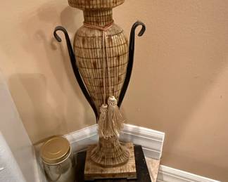 Decorative Urn Candle Holder with Tassels